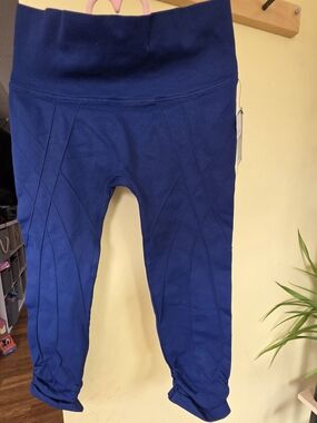 NUX Navy Quilted-Panel  Leggings